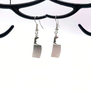 Murder Mystery Butcher Knife Dangle Earrings